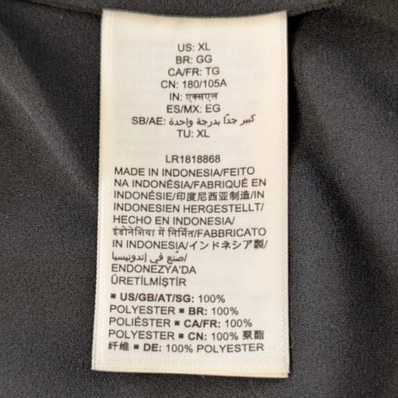 Lark & Ro Women's Georgette Half Sleeve Ruffle Neck Woven Blouse Black Size XL - Picture 3 of 4